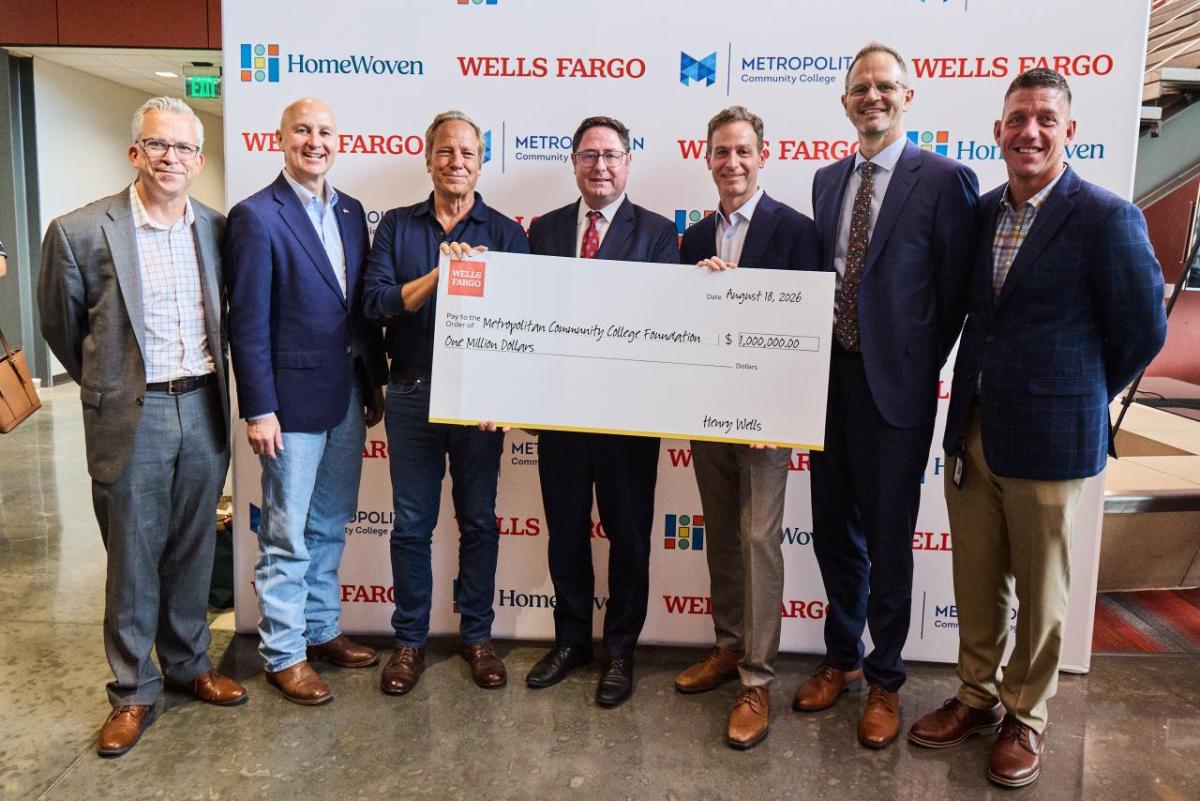Wells Fargo announced $1.25 million in funding from the Wells Fargo Foundation across Metropolitan Community College and local nonprofit HomeWoven to expand housing in South Omaha and strengthen the construction workforce needed to build homes in the region.