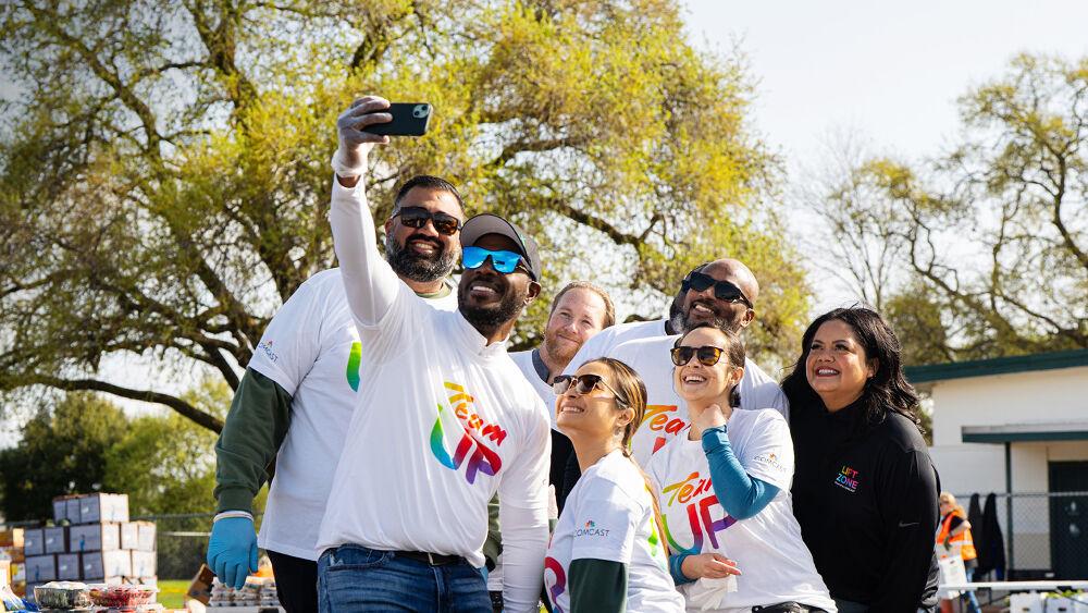 Volunteers taking a selfie together