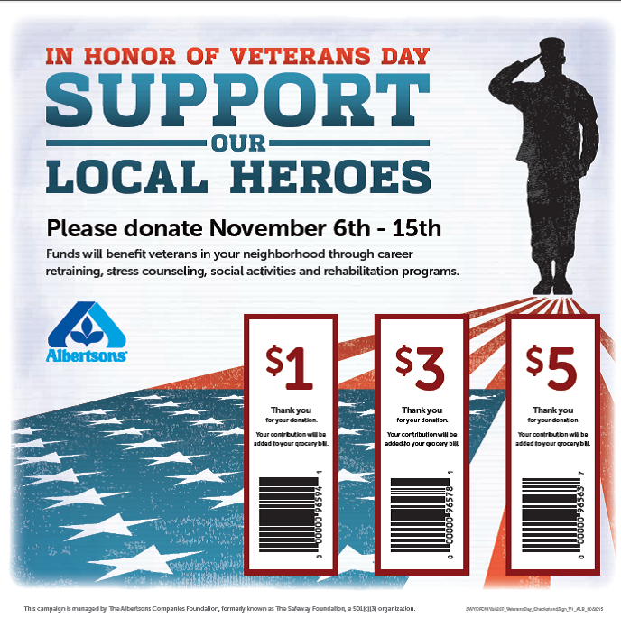 In honor of Veteran's Day; Support our Local Heroes.