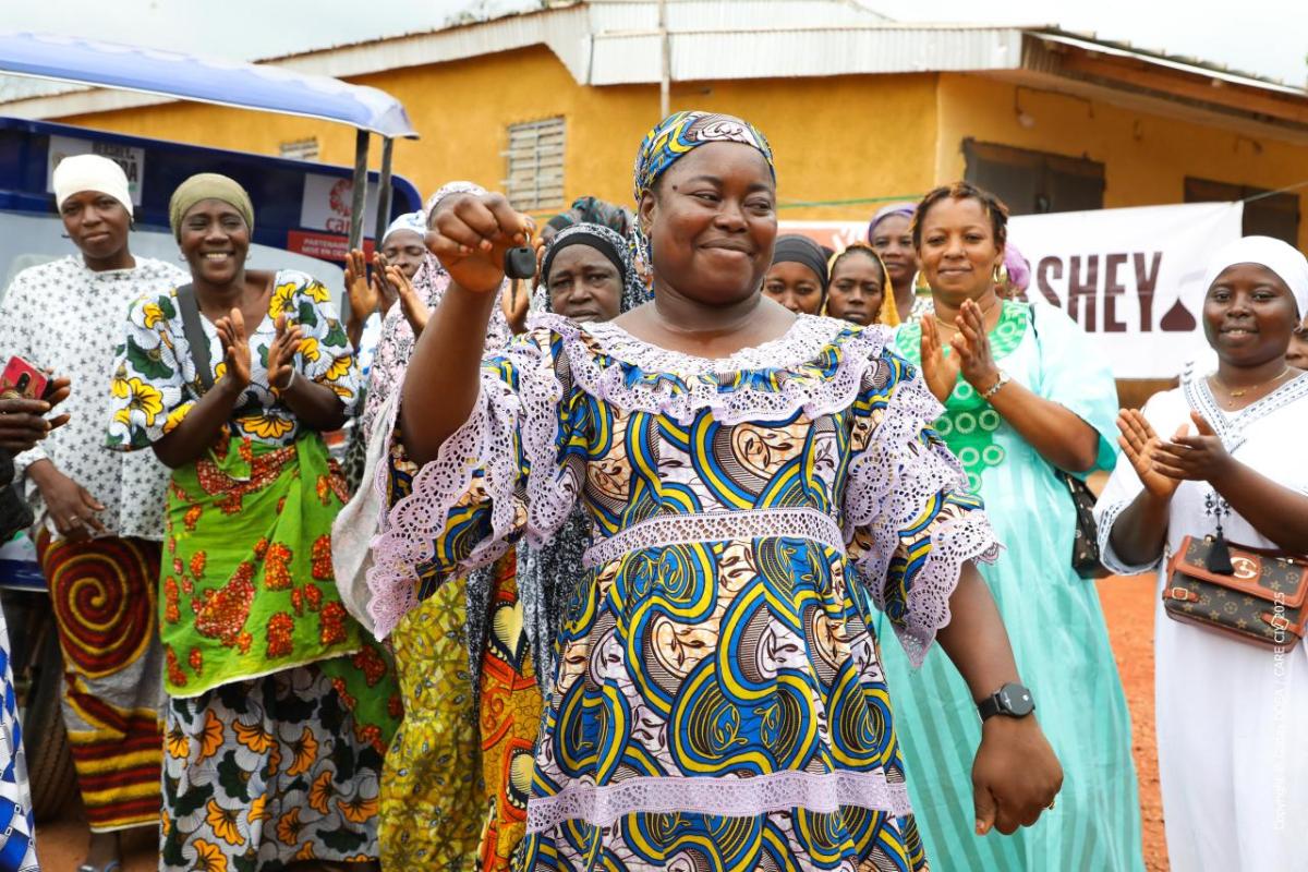 Community with women leaders at the front