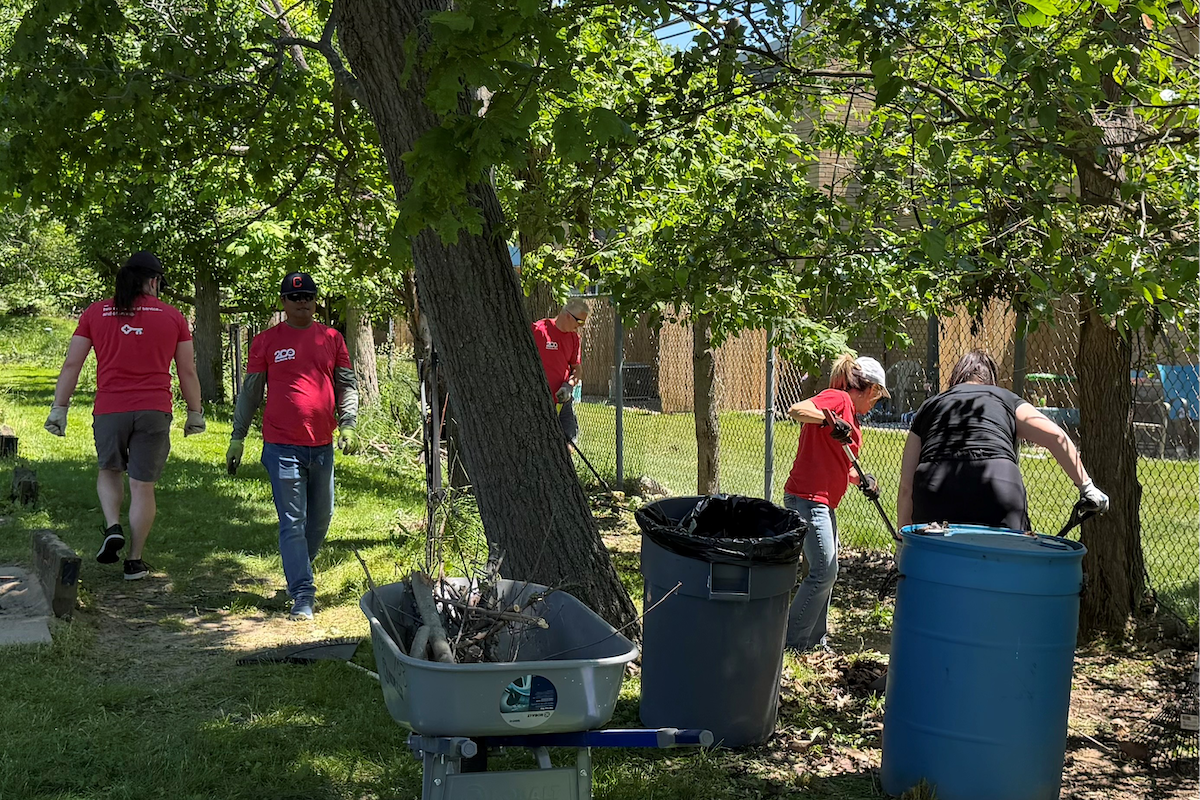 volunteers working together