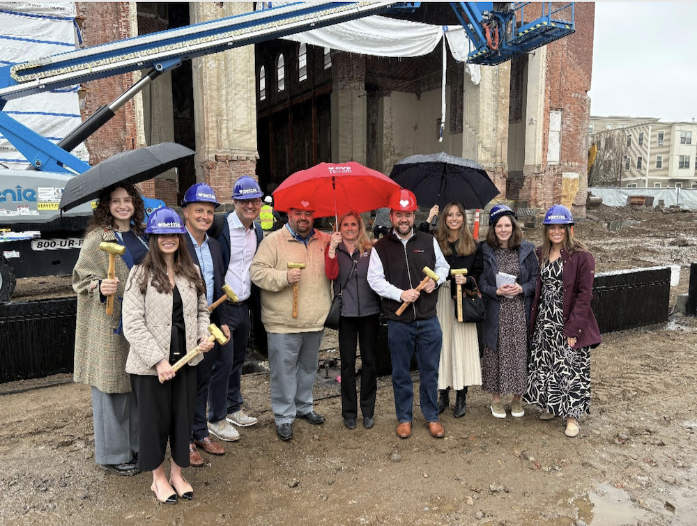 CVS Volunteers shown at the ground breaking at Blessed Sacrament.