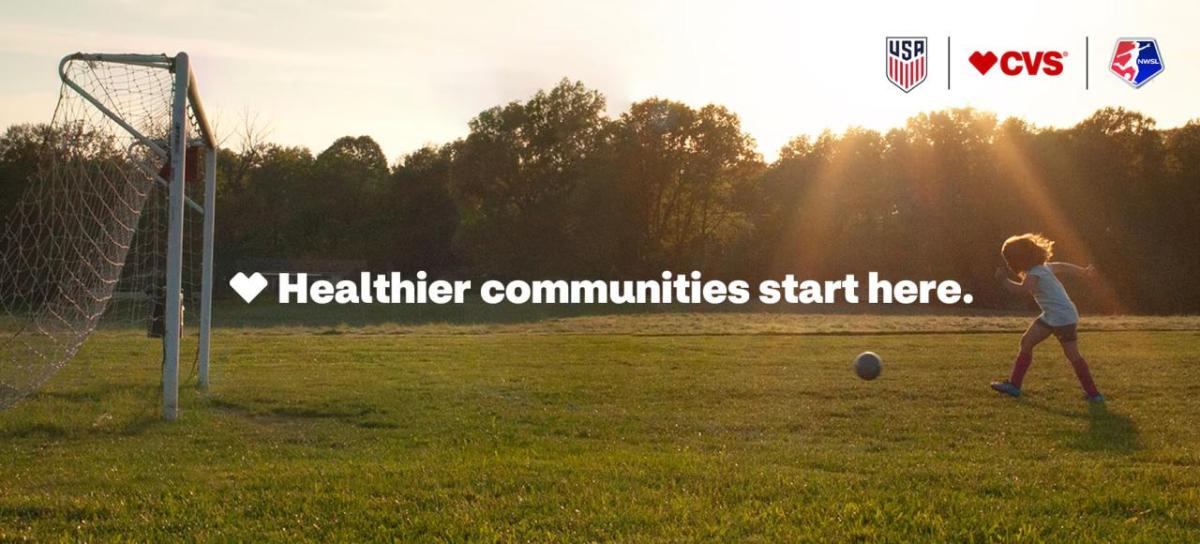 Healthier communities start here. Young person playing soccer.