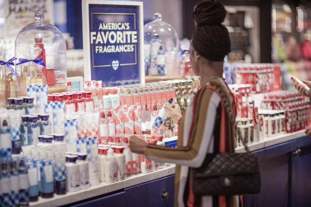 Customer shopping at Bath & Body Works