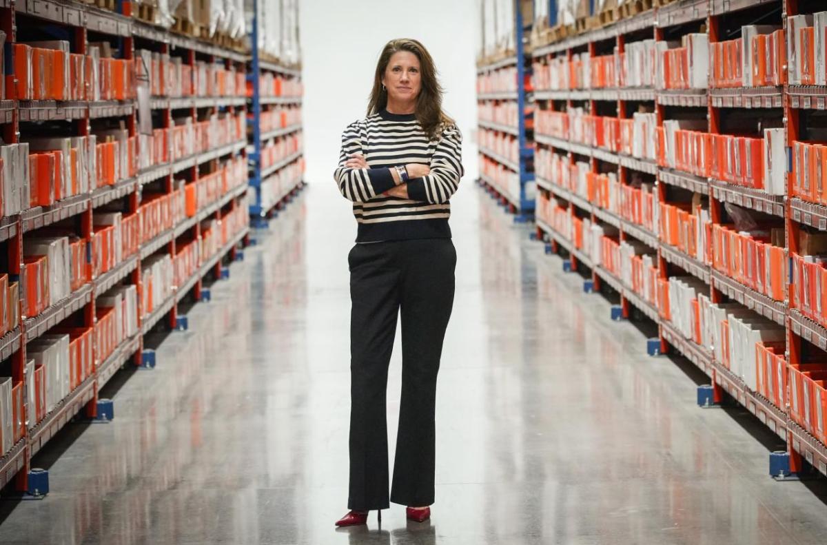 Jen Lotito, Direct Relief's Chief External Affairs Officer, pictured in the organization's Santa Barbara, California, warehouse on October 27, 2025. (Lara Cooper/Direct Relief)