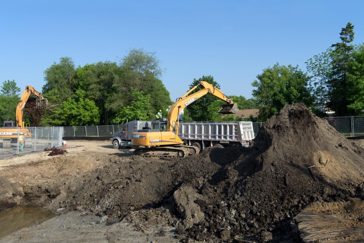 Construction machinery operation on a remediation site