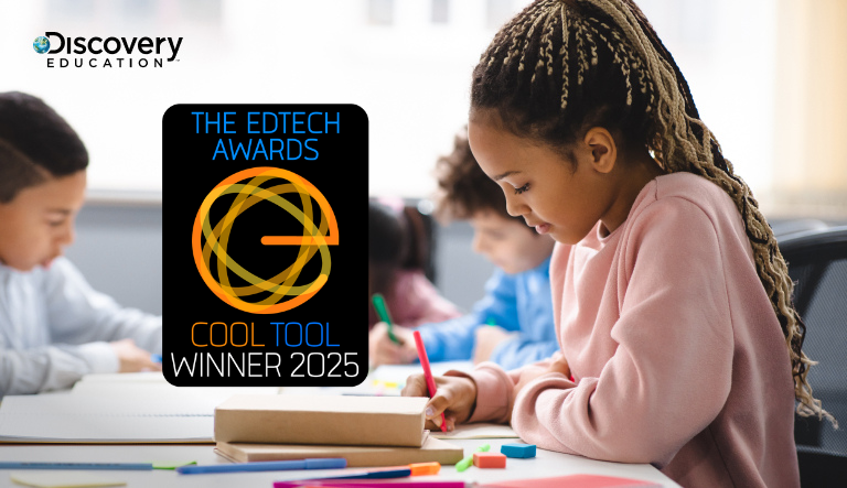"The EdTech Awards Cool Tool Winner 2025" logo with students in background