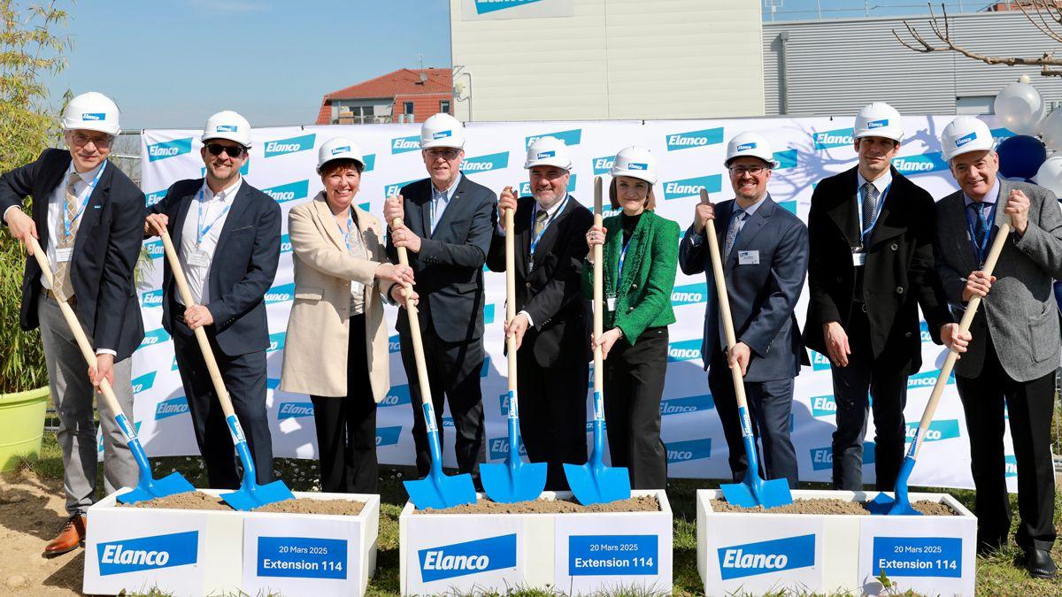 Elanco team with shovels 