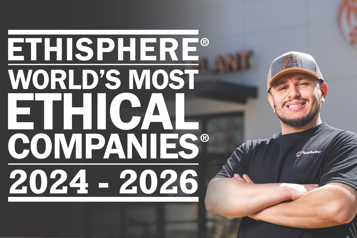 Photo of Southwire team member with logo: Ethisphere's World's Most Ethical Companies 2024 - 2026