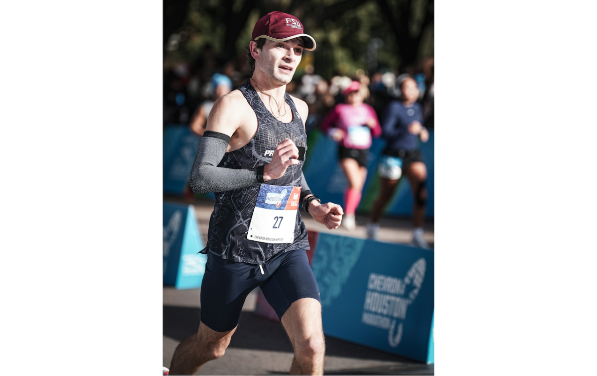 Joe Farley running in Chevron Marathon.