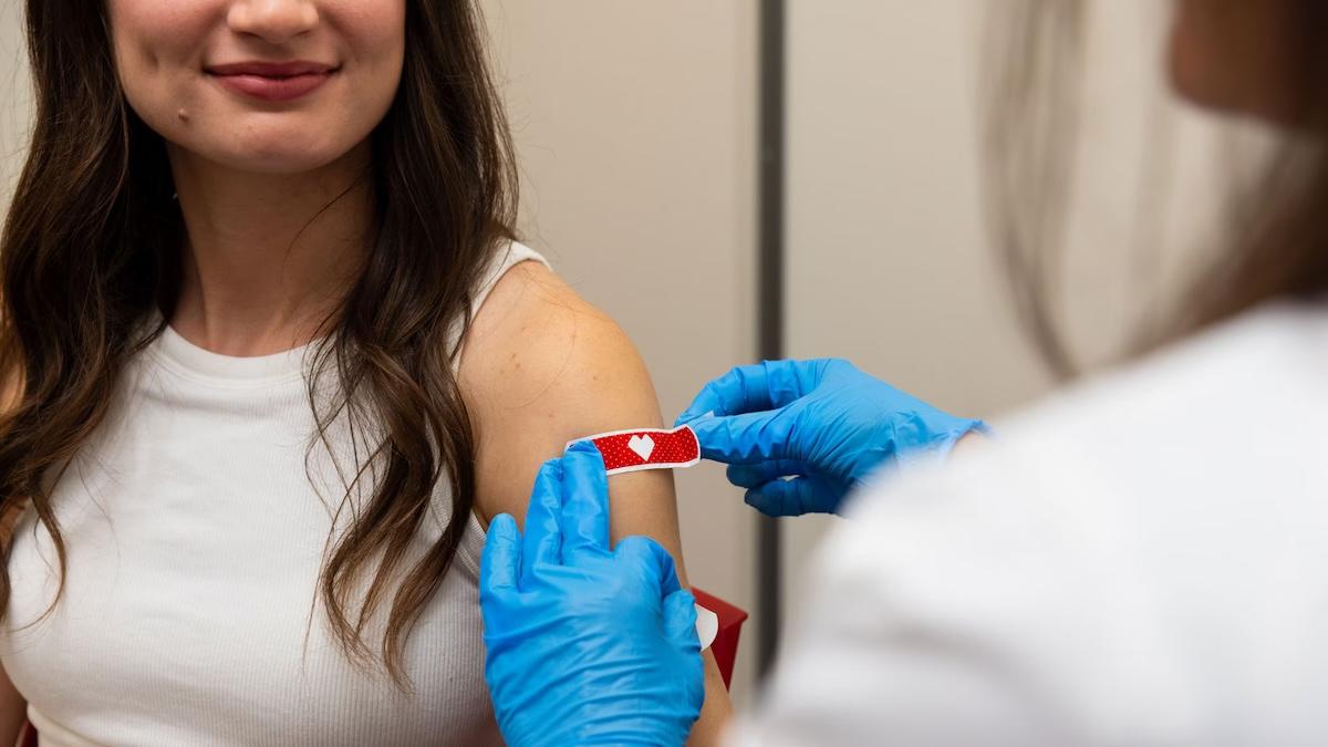 A person being vaccinated for the flu.