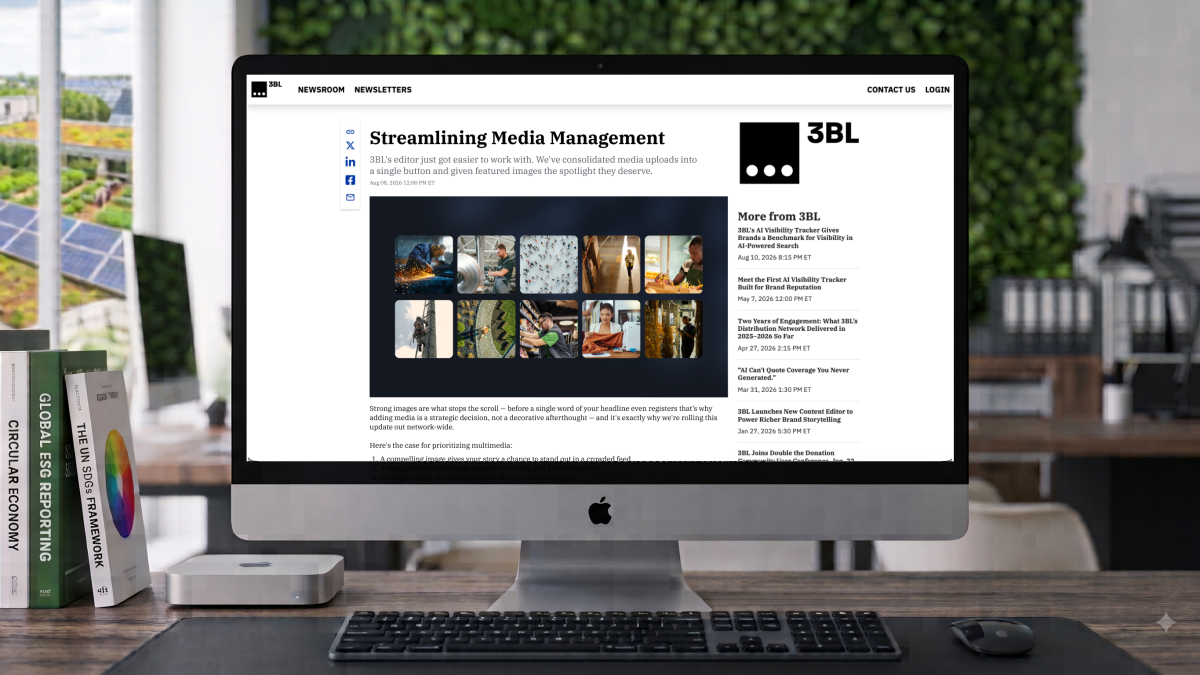 ai generated image of 3Bl's news site open on an imacai generated image of 3Bl's news site open on an imac