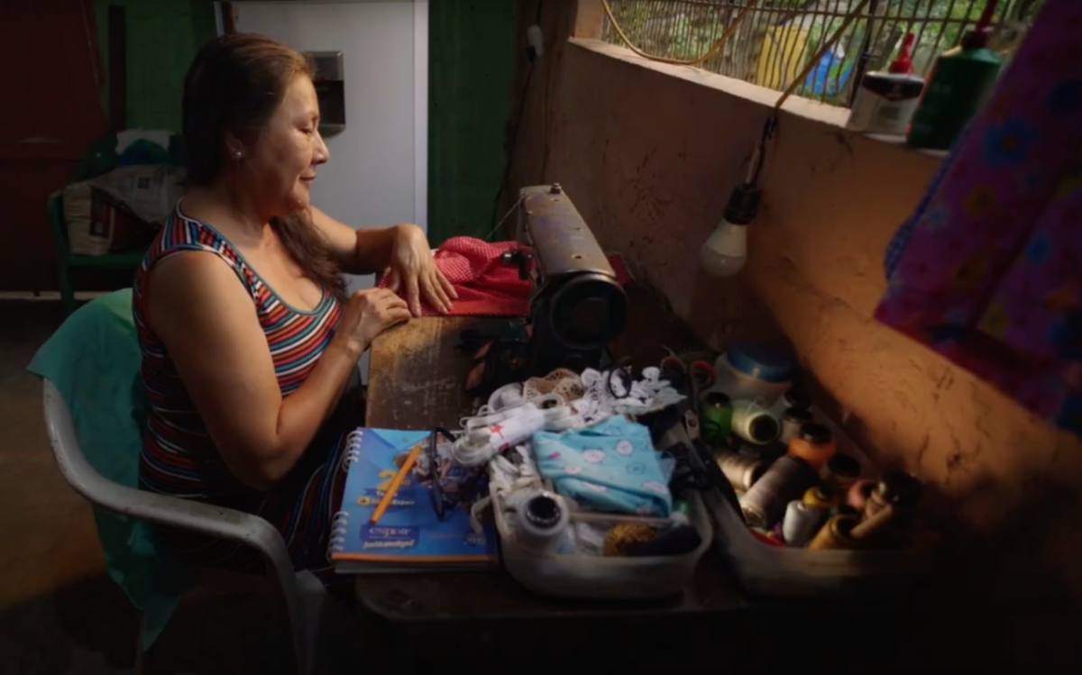 Person at a sewing machine