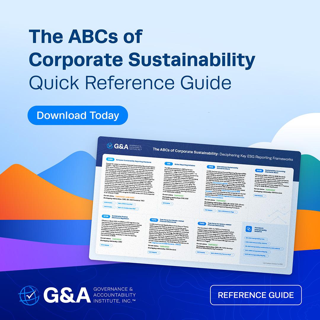 G&A's ABCs of Corporate Sustainability Quick Reference Guide