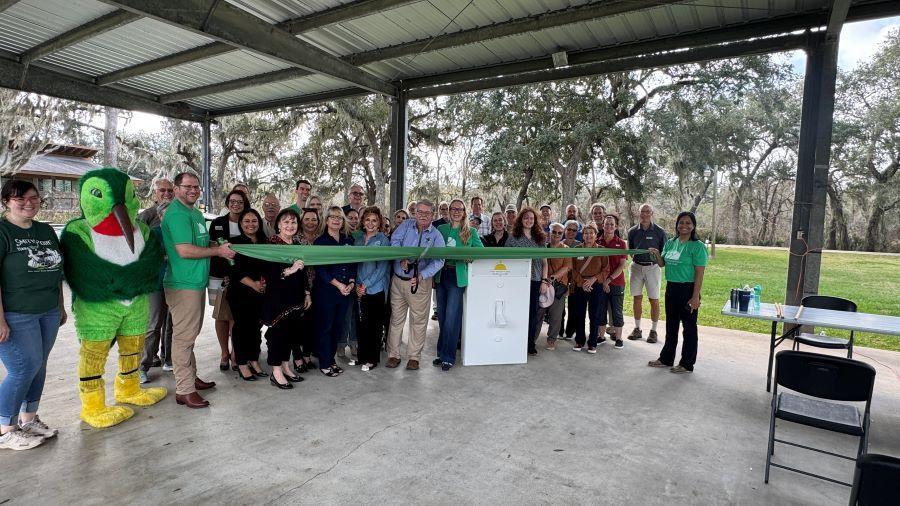Members from Gulf Coast Bird Observatory and Green Mountain Energy Sun Club at the "Flip the Switch" event on January 8.