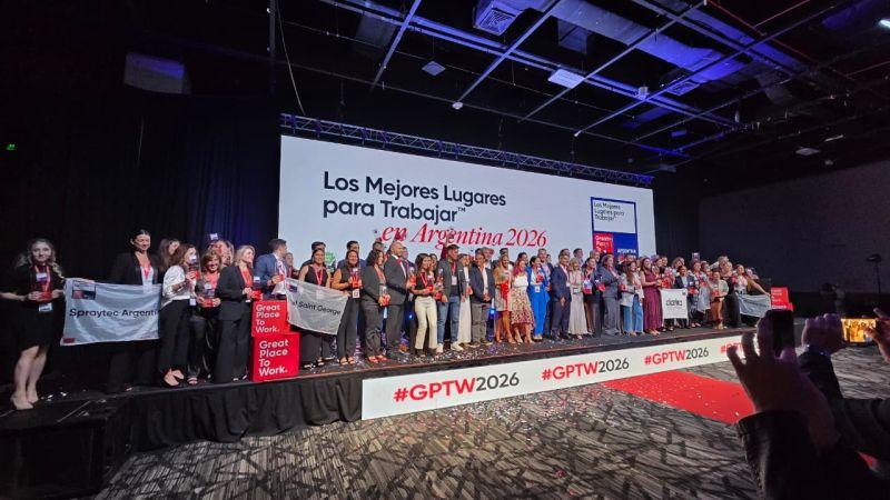 DP World's TRP team accepting the Great Place to Work Award at a ceremony.