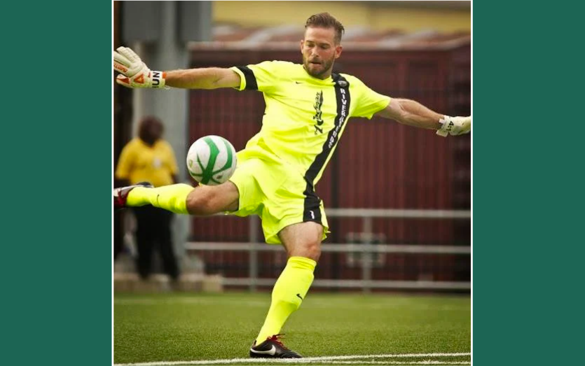 Hunter Gilstrap playing soccer.