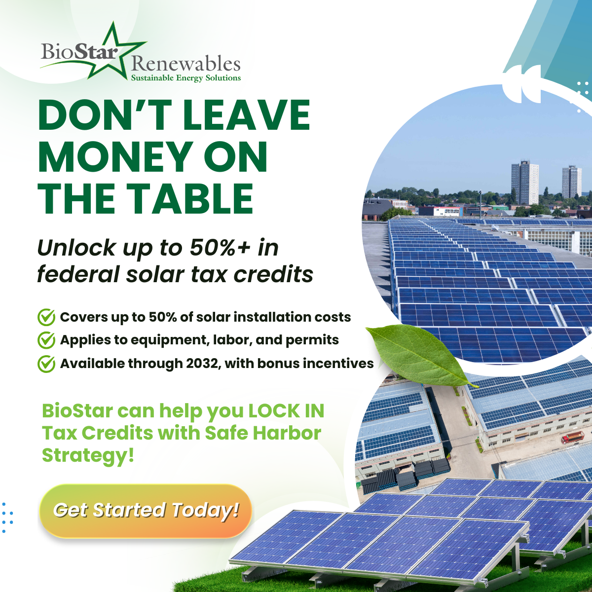 Don't leave money on the table! Up to 50%+ in federal tax credits. 