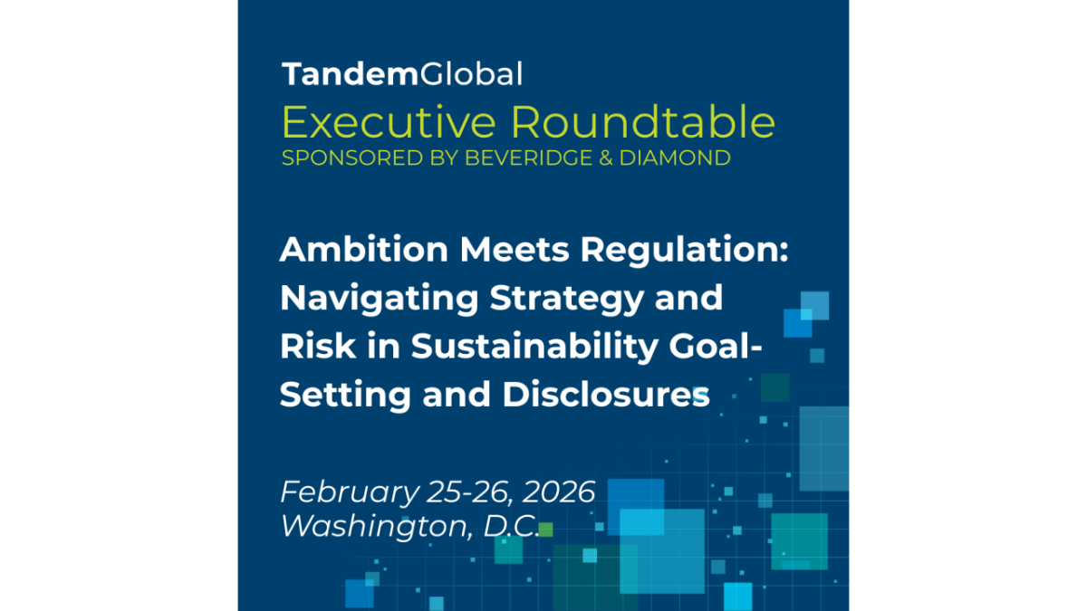 Tandem Global Releases Executive Roundtable Summary on Navigating Strategy and Risk in Sustainability Goal-Setting and Disclosures