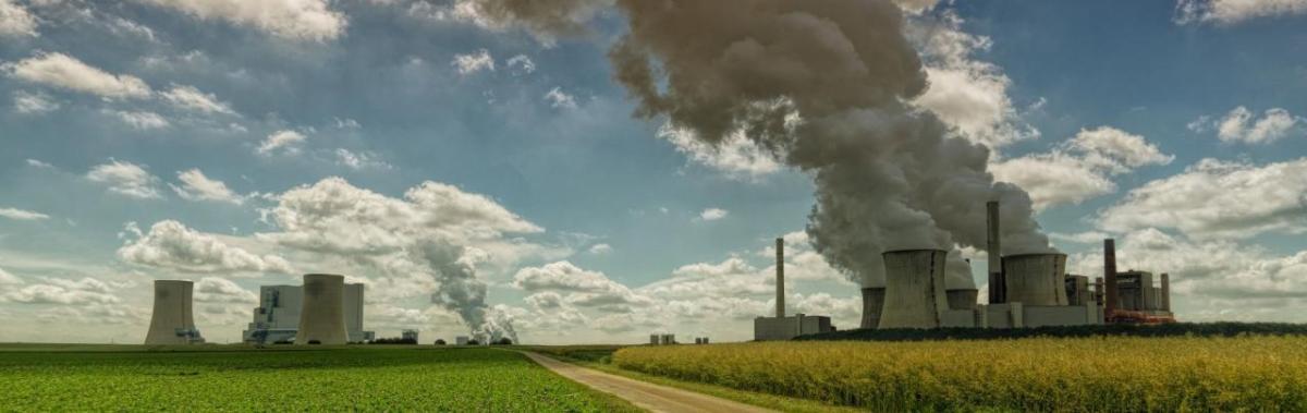 Landscape view of nuclear energy plant