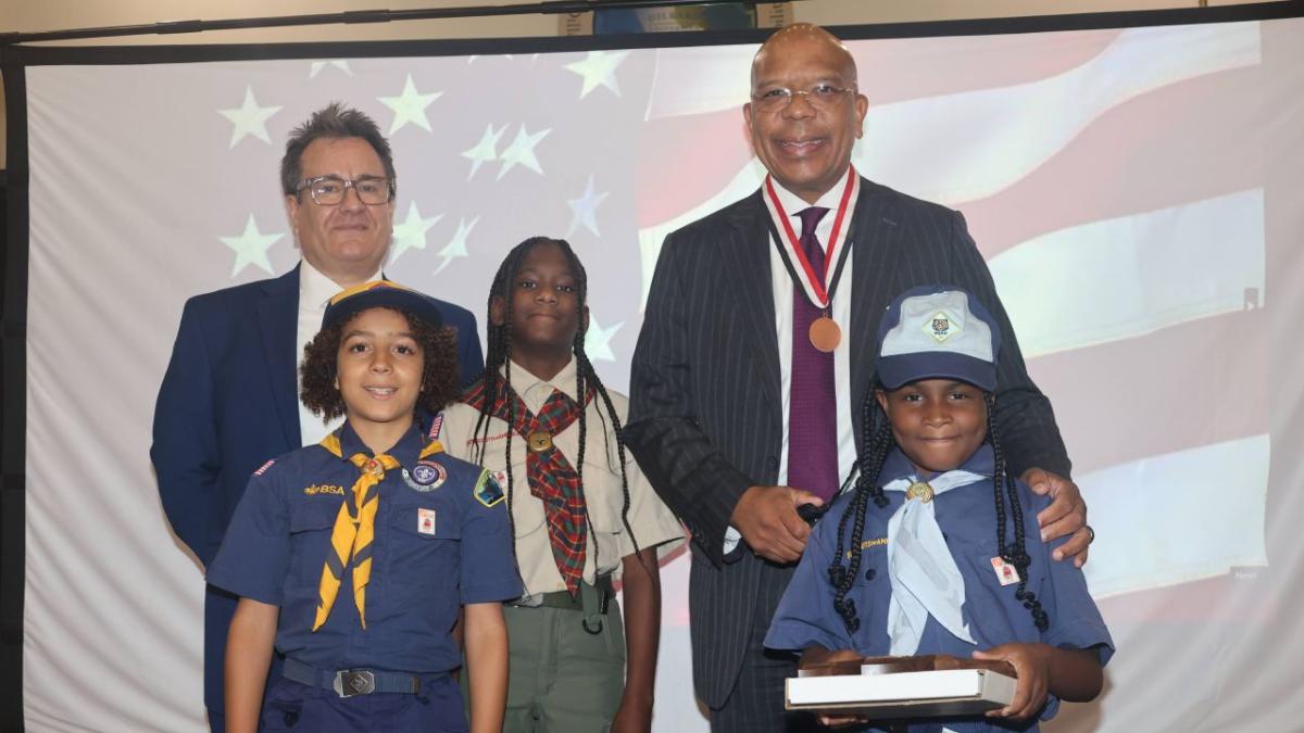 John Hudson receiving his award 
