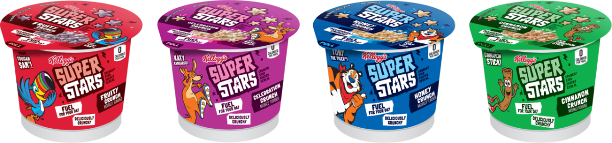 Four packages of the Kellogg’s® Super Stars™ cereal