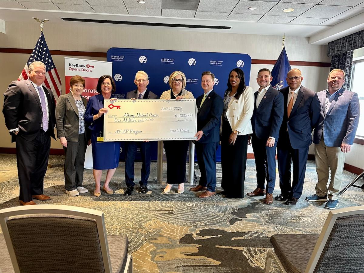 KeyBank and Albany Medical Center associates shown with a $1 Million grant check.