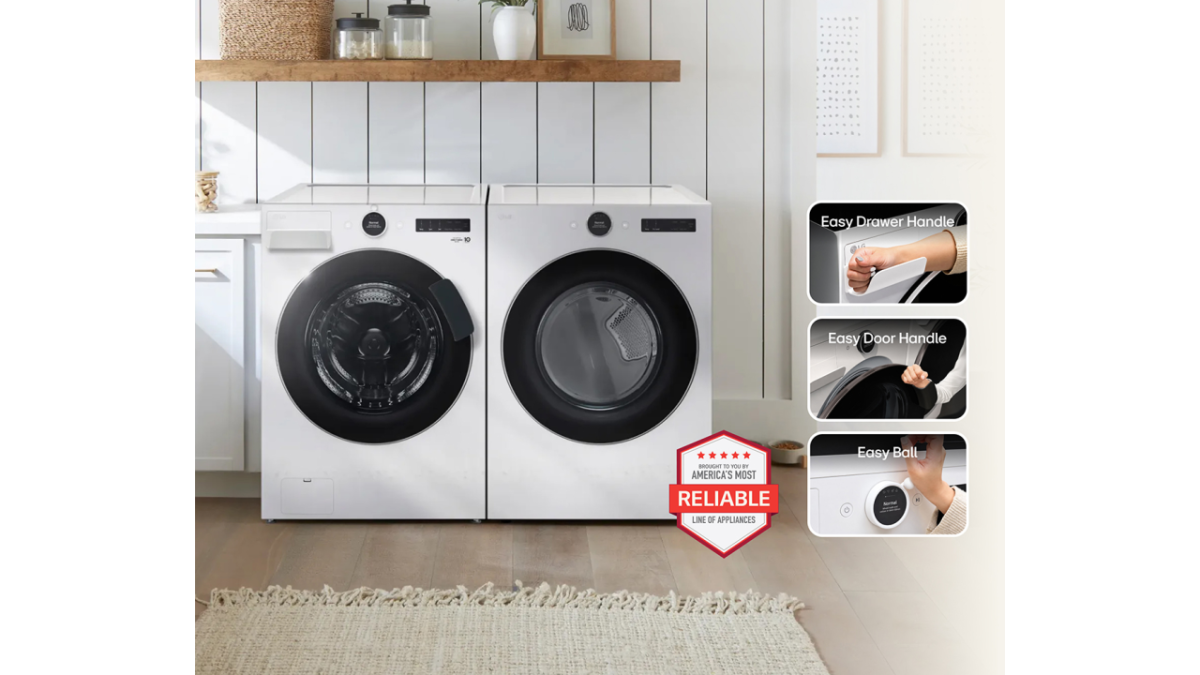 LG Comfort Kit accessories on washer and dryer