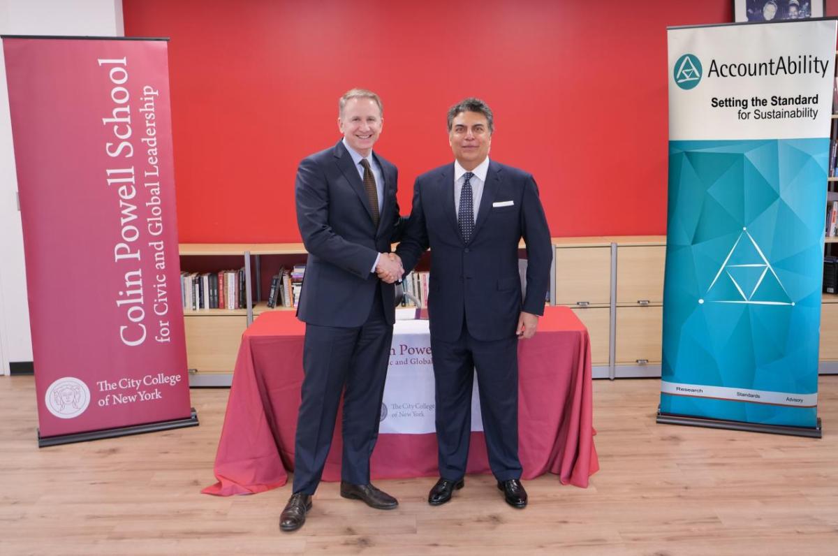 Dr. Andrew Rich, Dean of the Colin Powell School for Civic and Global Leadership at The City College of New York (CCNY) with Mr. Sunil A. (Sunny) Misser (right), Chief Executive Officer of AccountAbility.