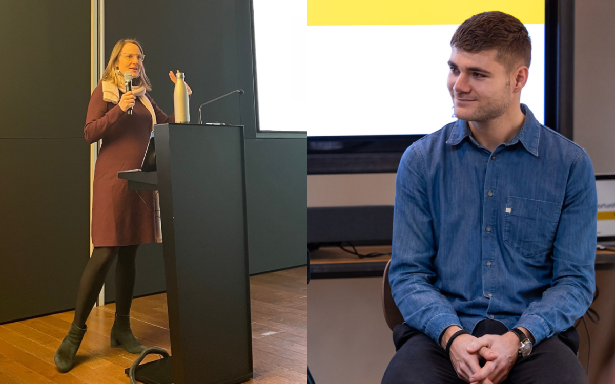 Elisabeth von Reitzenstein and Quinten Geleijnse presenting on PEFCR.
