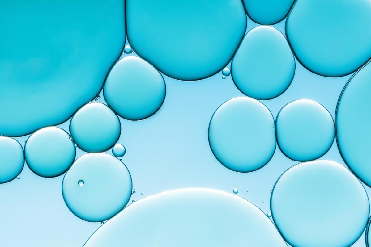 Blue water bubbles