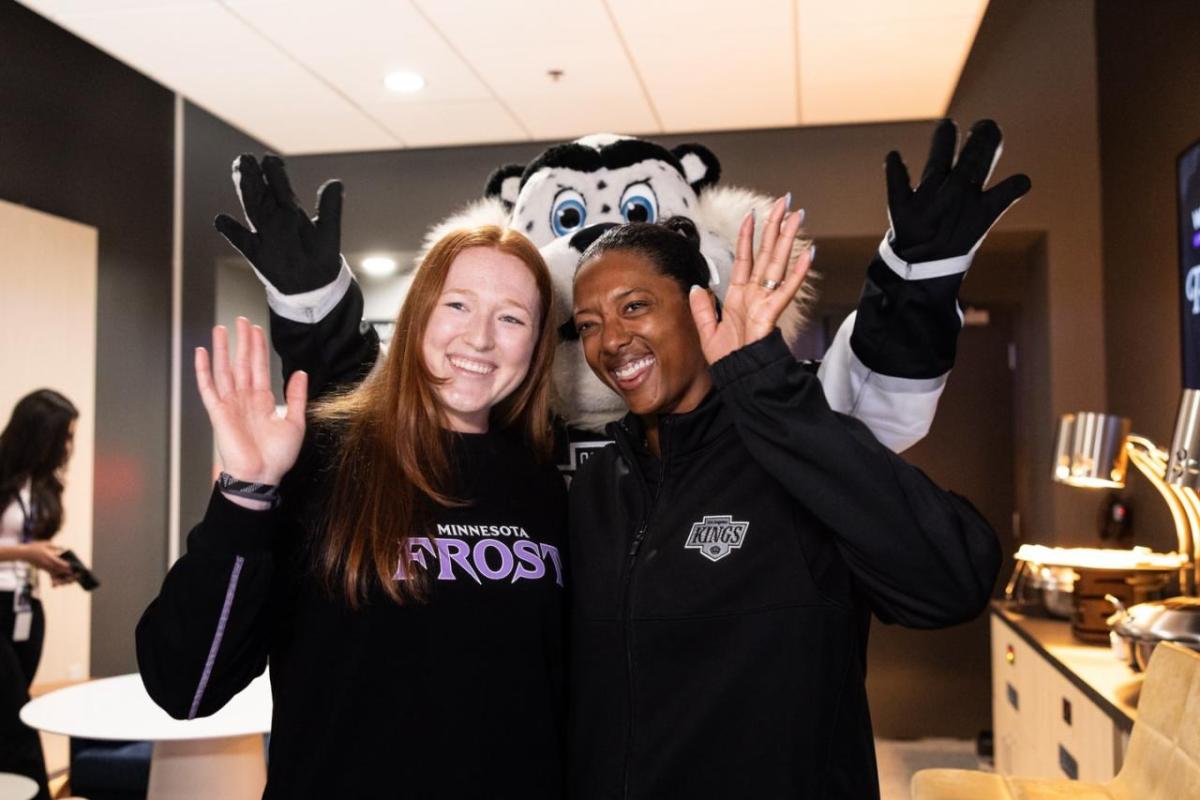 Minnesota Frost forward Dominique Petrie and LA Kings NHL Scout Blake Bolden