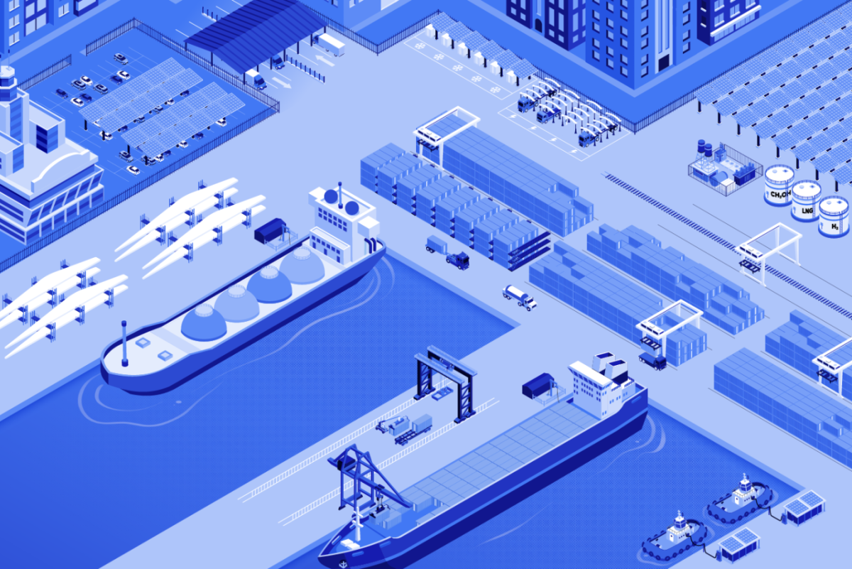 Drawing of a port of the future