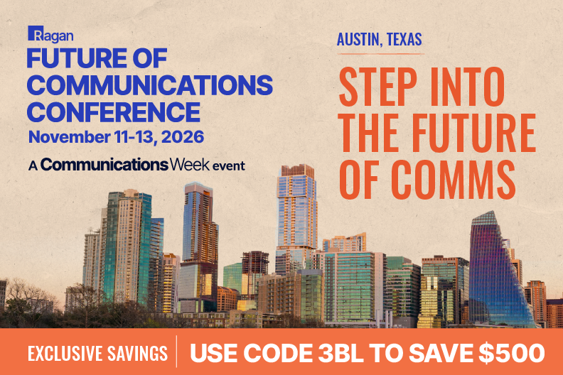 Ragan event poster "Step into the future of comms"