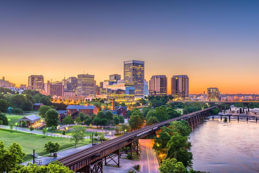 Richmond skyline at sunset