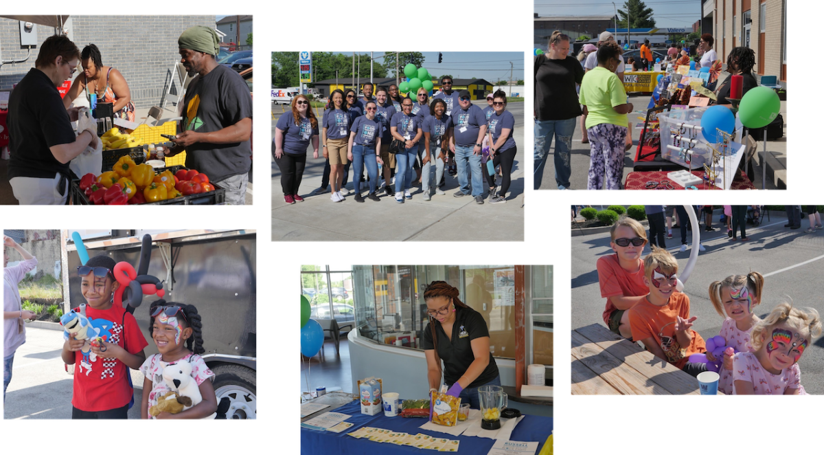 Collage of people attending a block party