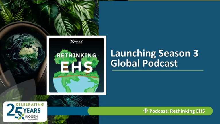 Banner with text "Launching Season 3 Global Podcast" and the Rethinking EHS Podczst logo