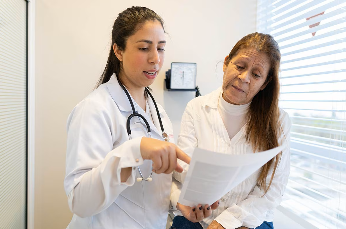 Doctor explaining test results