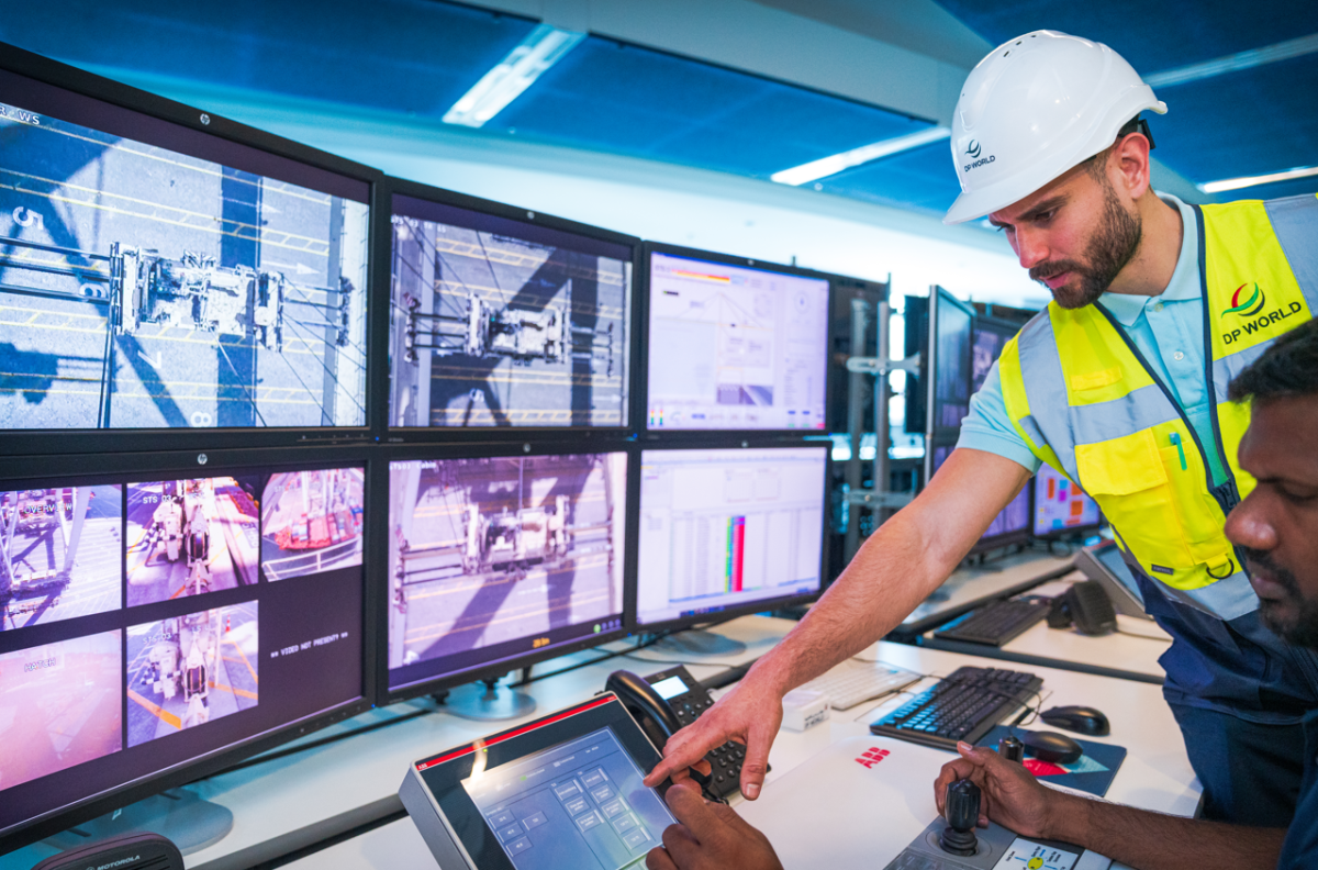 DP World employees in a control room