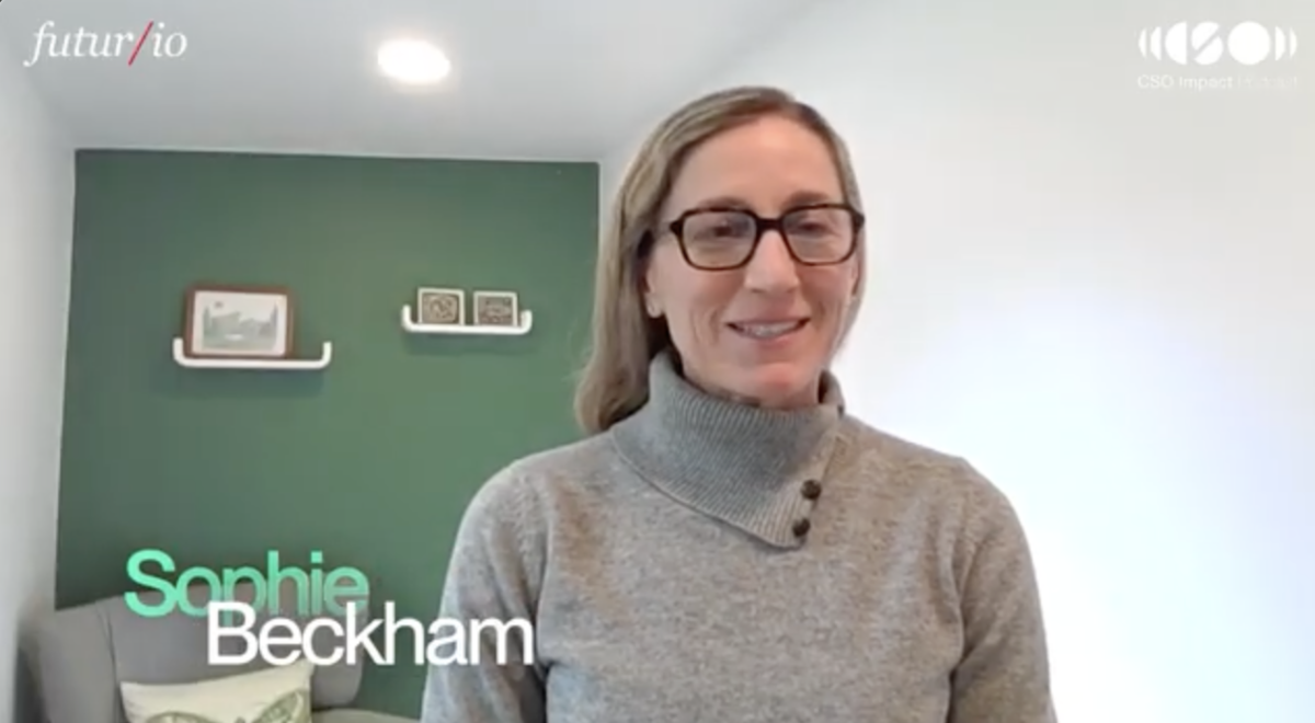 Sophie Beckham speaking on the podcast 