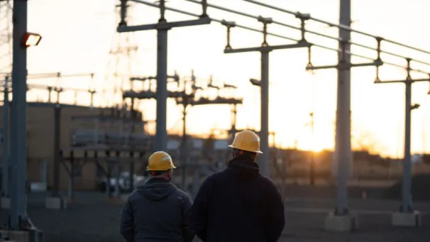 Workers in hard hats