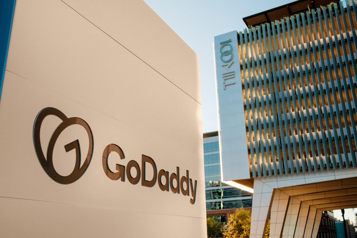 GoDaddy logo on a building