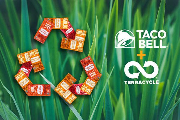 sauce packets shaped into a recycling symbol