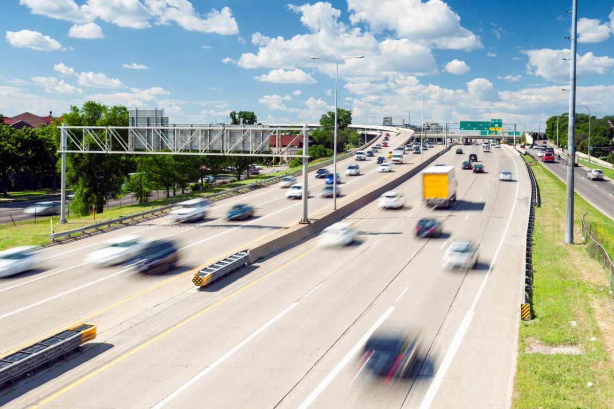 Cars on a busy highway