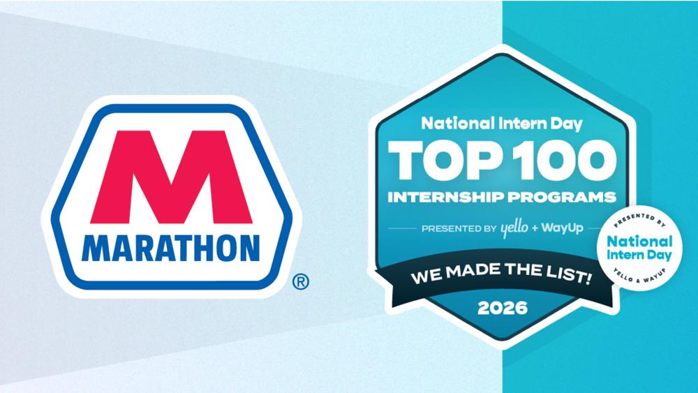 Marathon Petroleum logo with Nation Intern Day Top 100 logo