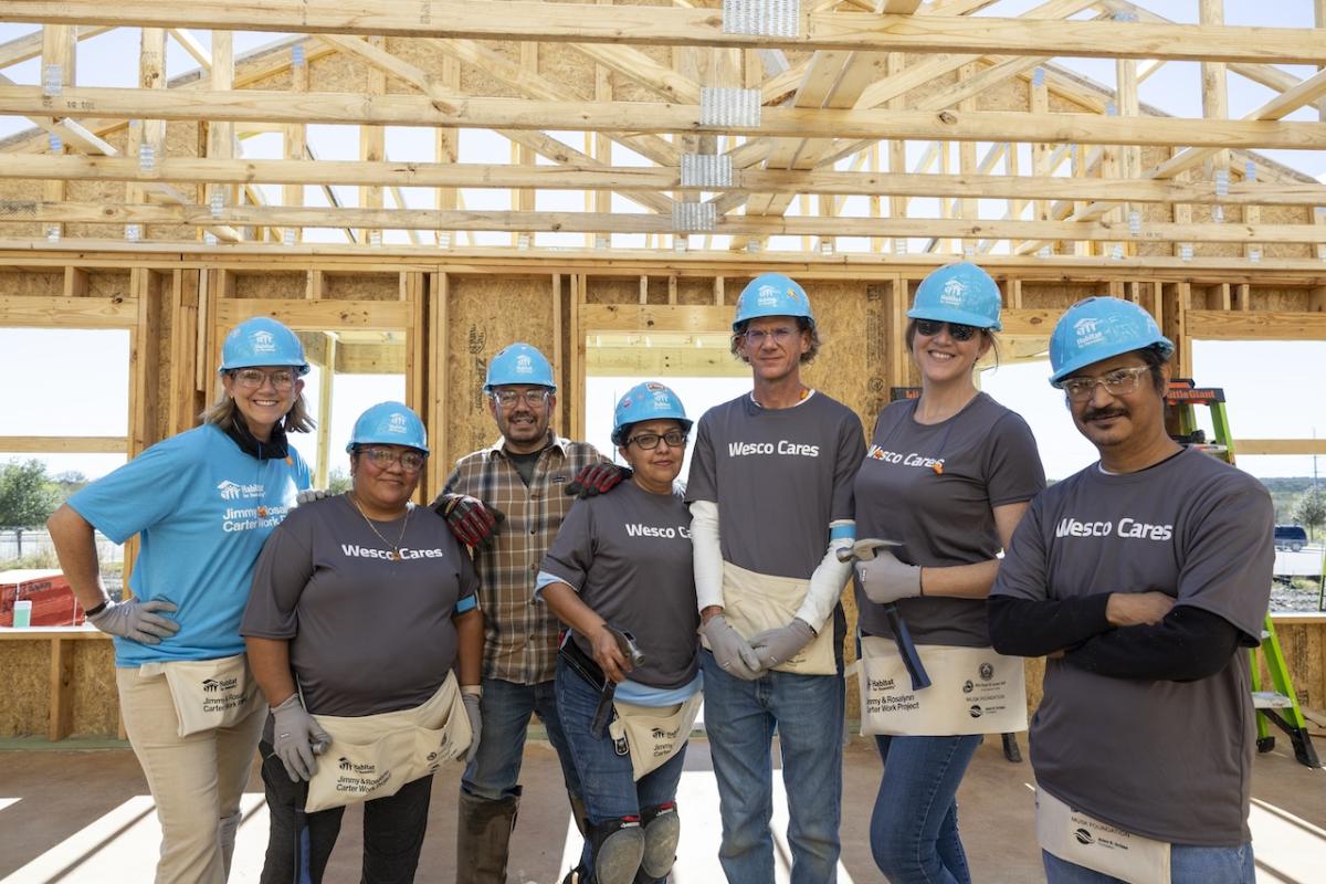 Wesco volunteers working at the Jimmy and Rosalynn Carter worksite.