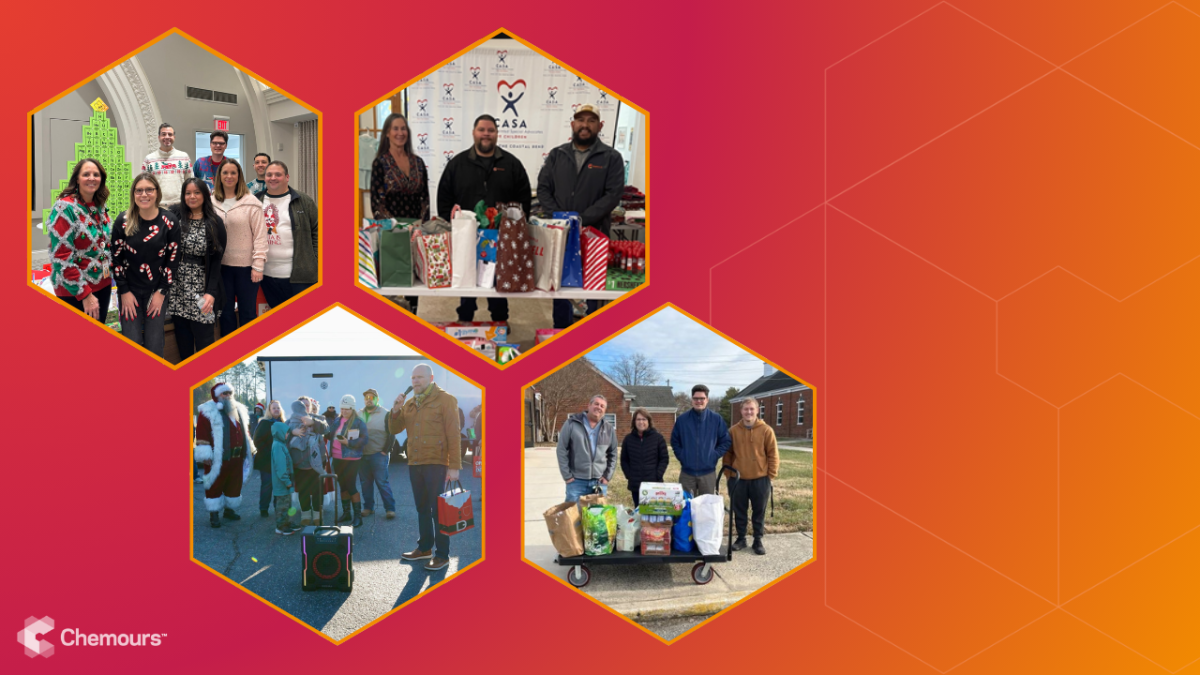Collage of photos of Chemours employees volunteering in their communities