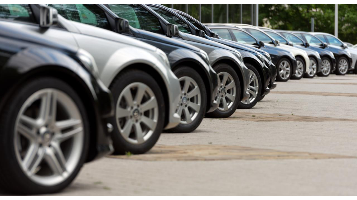 Line of cars in a parking lot