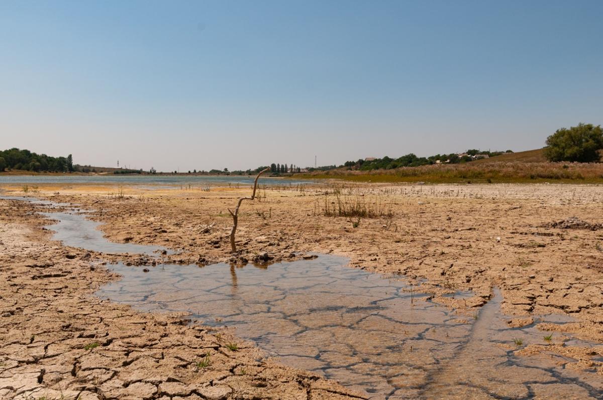 Landscape of a dry water basin