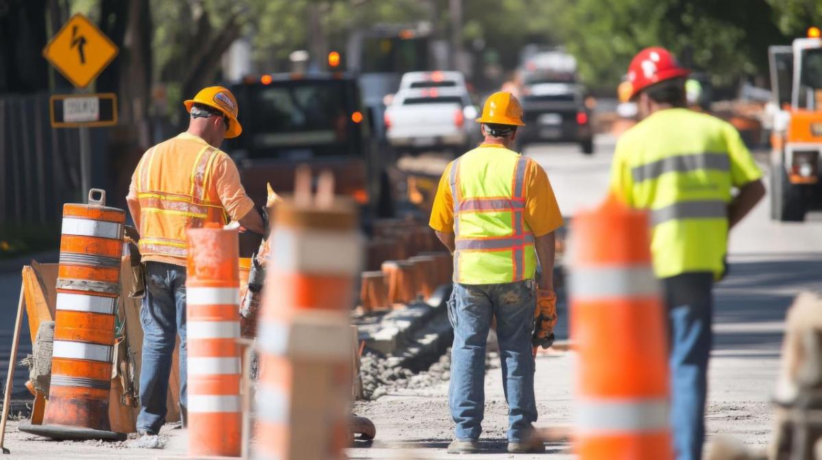 Photo of transportation workers on roadside